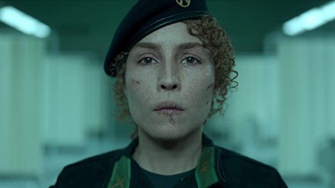 Noomi Rapace is a soldier in a post-apocalyptic world in "Black Crab"